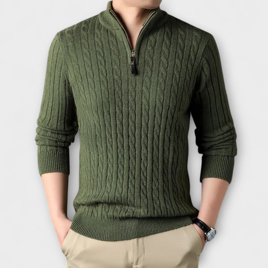 CASTELLANO SOFT-WEAVE ZIP SWEATER